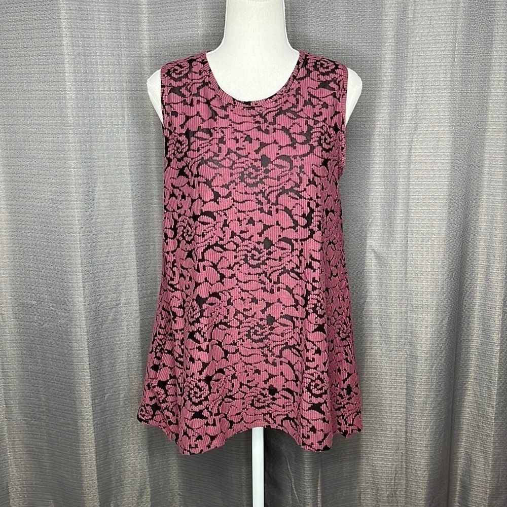 SIMPLY VERA VERA WANG MEDIUM SLEEVELESS DISTRESSED TUNIC PURPLE AND BLACK